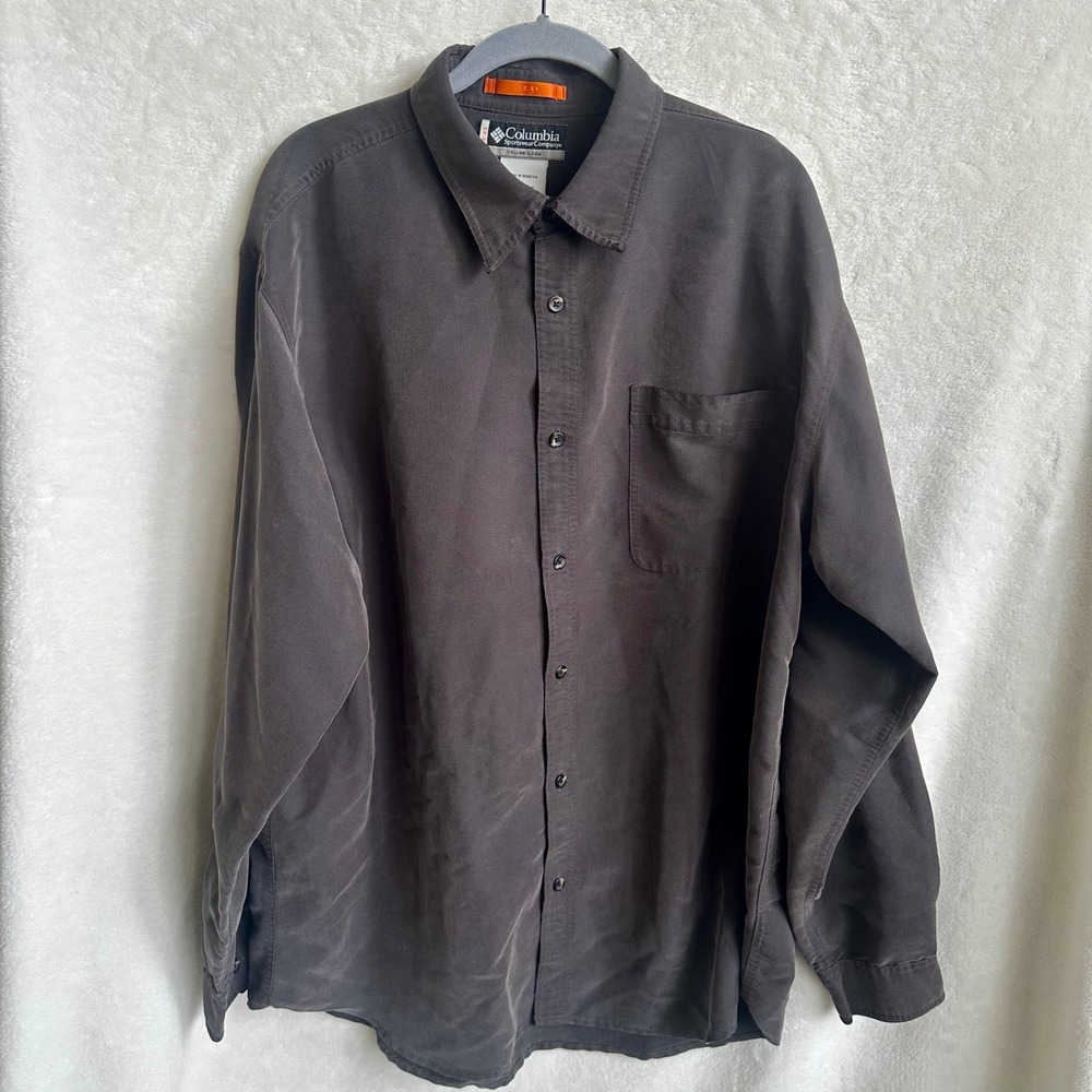 Columbia XCO Soft Modal Blend Long Sleeve Button Down Shirt Brown Mens Size XL